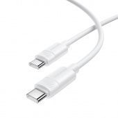 Дата-кабель Borofone BX123 Type-C to Type-C (1м.,нейлон,60W) цвет: белый