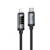 Дата-кабель Hoco U148 Type-C-IP(OLED дисплей,нейлон,PD 27W) цвет: черный 