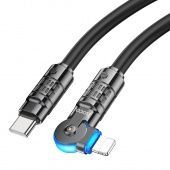 Дата-кабель Hoco U118 Type-C to IP (PD27W,вращающийся,1.2 м) цвет: Чёрный