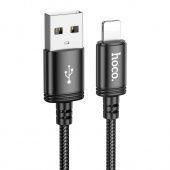 Дата-кабель Hoco X91 IP (нейлон 3 м, 2.4A) цвет: Чёрный