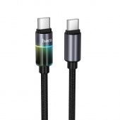 Дата-кабель Hoco DU65 Type-C to Type-C (с подсветкой, нейлон, 60W, 1 м) цвет: черный 