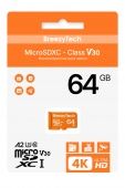 Карта памяти Ultra скоростная microSD BreezyTech 64GB Class 10/A2/V30 (без адаптера)