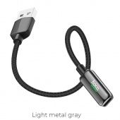 Адаптер Hoco LS28 IP - IP+USB-кабель, цвет: металлик