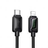 Дата-кабель Hoco U146  Type-C to Lightning (PD30W,подсветка,нейлон,1.2 м) цвет: черный
