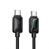 Дата-кабель Hoco U146 Type-C to Type-C (подсветка,нейлон 1.2 м, 3 A) цвет: черный 