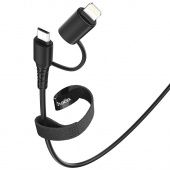Дата-кабель Hoco X54  2 в 1  USB to Micro/USB to IP(1.0 м,2.4A) цвет: Чёрный