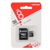 Micro SDHC карта памяти SMARTBUY 8Gb Class 10 (с адаптером)