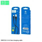 Дата-кабель Denmen D06T Type-C (1м., 2.4A) цвет: Чёрный
