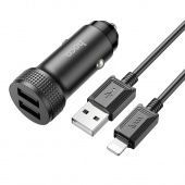 Автомобильное ЗУ Hoco Z49 (2USB: 5V/2.4A+кабель iP) цвет: Чёрный