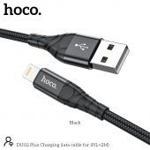Дата-кабель Hoco DU02 Plus IP (нейлон 2 м, 3 A) цвет: Чёрный
