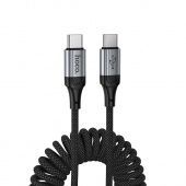Дата-кабель Hoco X121 Type-C to Type-C (60W,пружинный,1,5 м) цвет: Чёрный