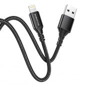 Дата-кабель BOROFONE BX54 IP (1м.,нейлон 2.4A) цвет: Чёрный