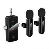 Микрофон Hoco L20C беспроводной (iPhone/Type-C/3.5) на клипсе цвет: черный 