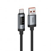 Дата-кабель Hoco U148 Type-C (OLED дисплей,нейлон,100 W) цвет: черный 