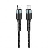 Дата-кабель Hoco DU46 Type-C- IP (нейлон 2 м, 3 A) цвет: Чёрный