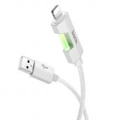 Дата-кабель Hoco U123  IP (2.4 А,подсветка,1.2 м) цвет: серый