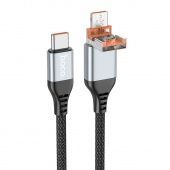 Дата-кабель Hoco U128  2 в 1  USB/Type-C to Type-C (60W,3 A) цвет: Чёрный