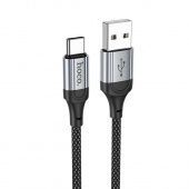 Дата-кабель Hoco X102 Type-C (нейлон 1м., 2.4A) цвет: Чёрный