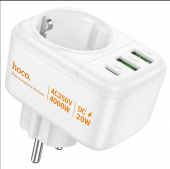 Многофункциональная розетка Hoco AC26 (3 порта (1C2A PD20W) цвет: белый