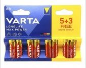 Батарейки алкалиновые VARTA LongLife Max Power LR6/8BP AA