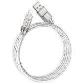 Дата-кабель Hoco U113 IP (силиконовый 1 м,2,4 A) цвет: серебро
