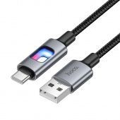 Дата-кабель Hoco U144 Type-C (нейлон,подсветка,1,2 м) цвет: Чёрный