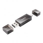 Картридер Hoco DHD01 (USB 2.0/Type-C) цвет: Чёрный
