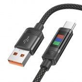 Дата-кабель Hoco U126  Type-C (5A,подсветка 1.2 м) цвет: Чёрный