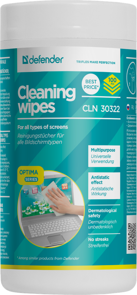 DEFENDER туба CLN 30322 (100шт) подходит для всех типов экранов