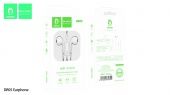 Наушники Denmen DR05 с микрофоном (1.2 м), цвет: белый