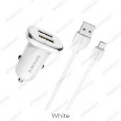 Автомобильное ЗУ BOROFONE BZ12 (2USB: 5V/2.4A) +кабель Micro цвет: белый