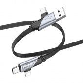 Дата-кабель Hoco U119  4 в 1  (USB/Type-C to iP/Type-C 1.2 м) цвет: Чёрный