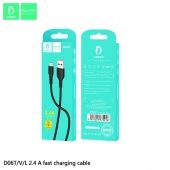 Дата-кабель Denmen D06V Micro (1м., 2.4A) цвет: Чёрный