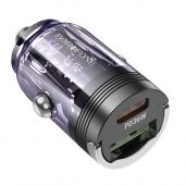 Автомобильное ЗУ Borofone BZ29A (PD36W + QC3.0) цвет: прозрачный пурпурный