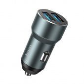 Автомобильное ЗУ Hoco DZ17 (подсветка 2 USB: 2.4A) цвет: металлик