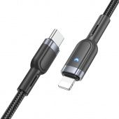 Дата-кабель Hoco U117 IP -Type-C (20W,нейлон,с отключением питания) цвет: Чёрный