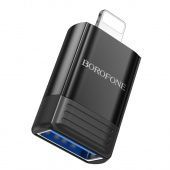 Адаптер Borofone BV18 IP "папа" в USB "мама" USB2.0 цвет: Чёрный
