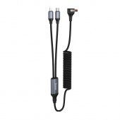 Дата-кабель Hoco DU60  USB 2 в 1 (Type-c+ IP,пружинный,угловой 1,5 м,60W,PD 27W) цвет: черный