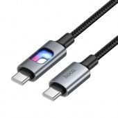 Дата-кабель Hoco U144 Type-C to Type-C (60W,нейлон,подсветка,1,2 м) цвет: Чёрный
