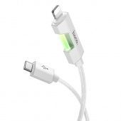 Дата-кабель Hoco U123 Type-C to IP (PD27W,подсветка,1.2 м) цвет: серый