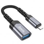 Адаптер Hoco UA24 IP-USB (мама) цвет: металлик