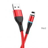 Дата-кабель BOROFONE BU16 IP (магнитный, 1.2 м, оплетка из нейлона) цвет: красный