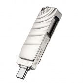 USB+Type-C флэш накопитель Borofone 2в1 16Gb BUD3 USB3.0 корпус металл, цвет: серебристый
