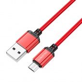 Дата-кабель Borofone BX87 Micro (1м.,нейлон 2.4A) цвет: красный