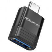 Адаптер Borofone BV18 Type-C "папа" в USB "мама" USB3.0 цвет: Чёрный
