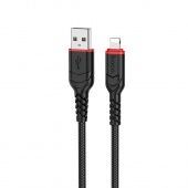 Дата-кабель Hoco X59 IP(3 м, 2.4 A,нейлон) цвет: черный   