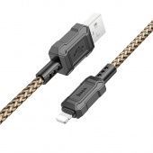 Дата-кабель Hoco X94 Lighting (нейлон, 1 м,2.4 A) цвет: Золотой
