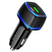 Автомобильное ЗУ BOROFONE BZ14A (USB QC3.0 +PD20W Type-C PD20W) цвет: Чёрный
