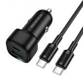 Автомобильное ЗУ Borofone BZ34B (QC3.0 +PD38W + кабель Type-C to Type-C) цвет: Чёрный
