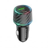 Автомобильное ЗУ Borofone BZ21 (USB:QC3.0+Type-C,48W с подсветкой) цвет: Чёрный